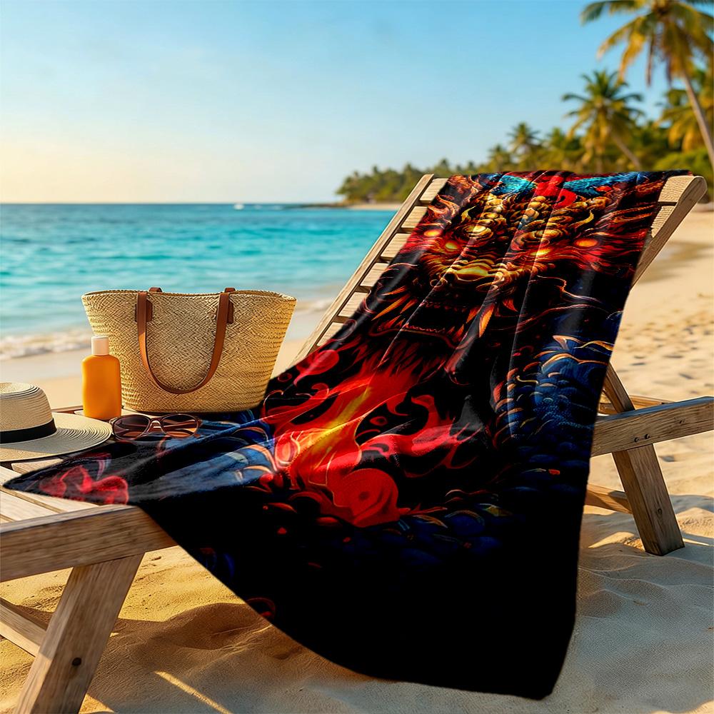 Dragon Beach Towel Soft Durable Quick-Dry Comfortable Lightweight Suitable for Sports, Travel, Swimming, Yoga, Bathroom, Beach, And Pool