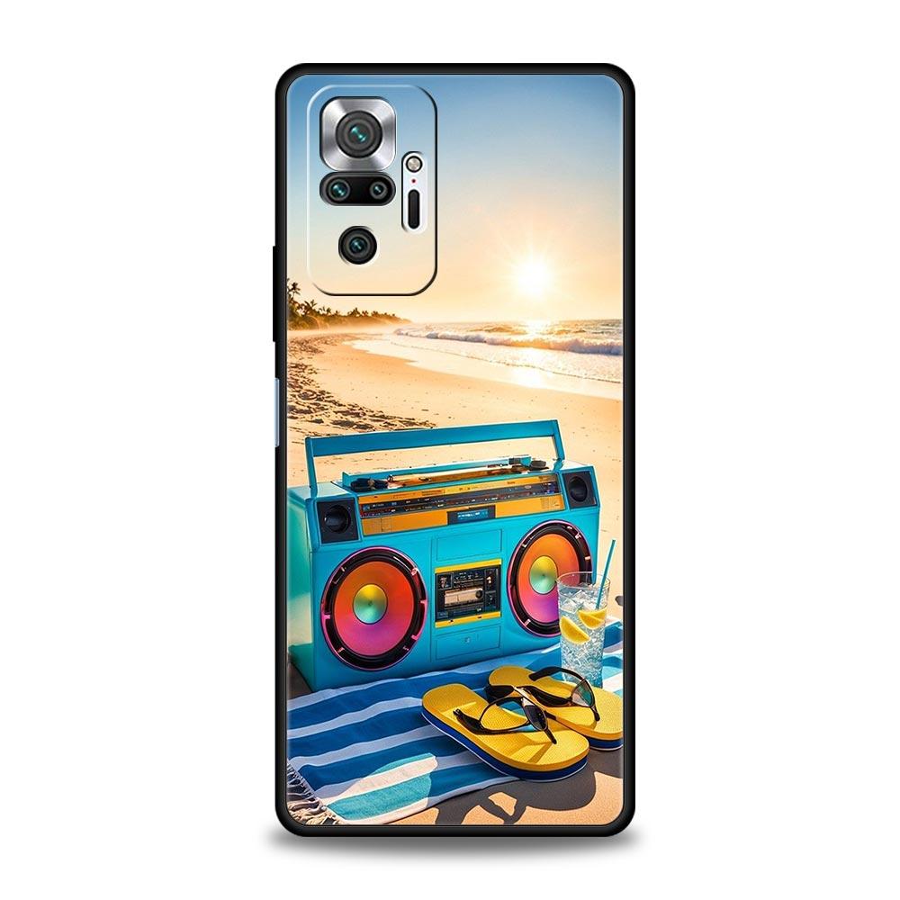 Retro Recording Device Phone Case Cover for Redmi 14C 10C Note 15 14 13 12 10 11 K40 Pro Plus 5G Soft TPU Shockproof Shell Funda