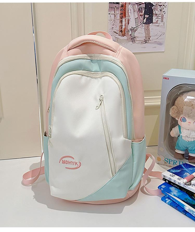 School bag Korean version fashionable versatile backpack new large-capacity literary college style school bag contrasting color casual simple backpack