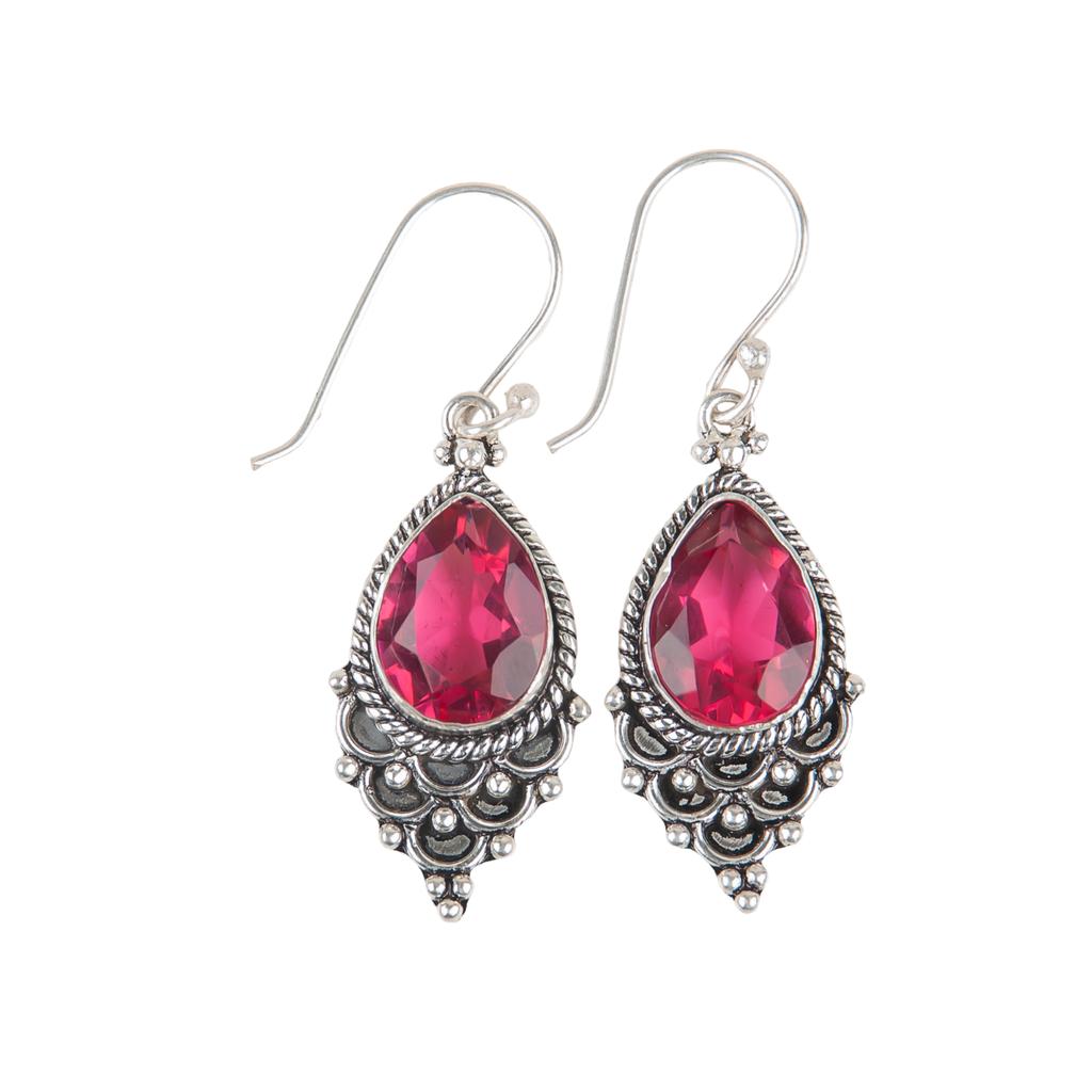 Rosa Turmalin Edelstein 925 Sterlingsilber Schmuck Ohrringe 1,9" Geschenk für Mama EE-85-18