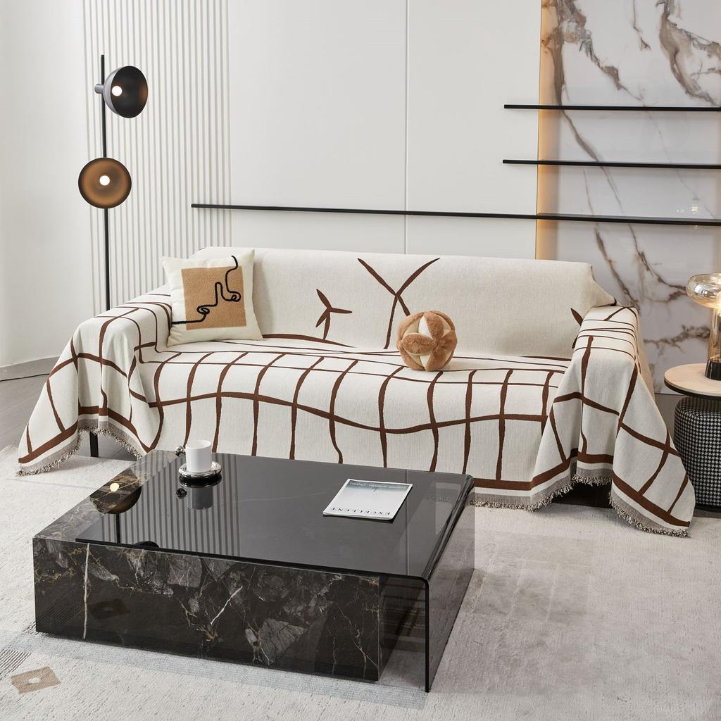 Green Chenille Slipcover Retro Tiger Animal Anti Cat Scratch Furniture Protector Bedspread Couch Towel Full Cover Blanket 3 Set