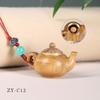 Green Sandalwood Teapot Pendant Keychain for Bags & Cars - Unisex Accessory