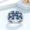 Blue Crystal White Zircon Star Flower Rings For Women CopperColor Engagement Promise Band Wedding Jewelry Valentine's Day Gifts