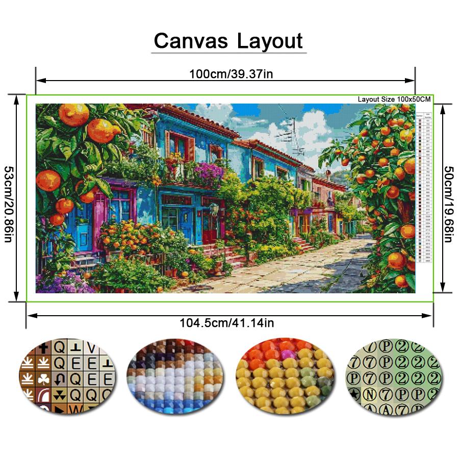 Colorful Houses Streets Fruits Large Size Diamond Painting Scenery Diy Full Square Round Drill Rhinestone Embroidery Mosaic Cross Stitch Kits