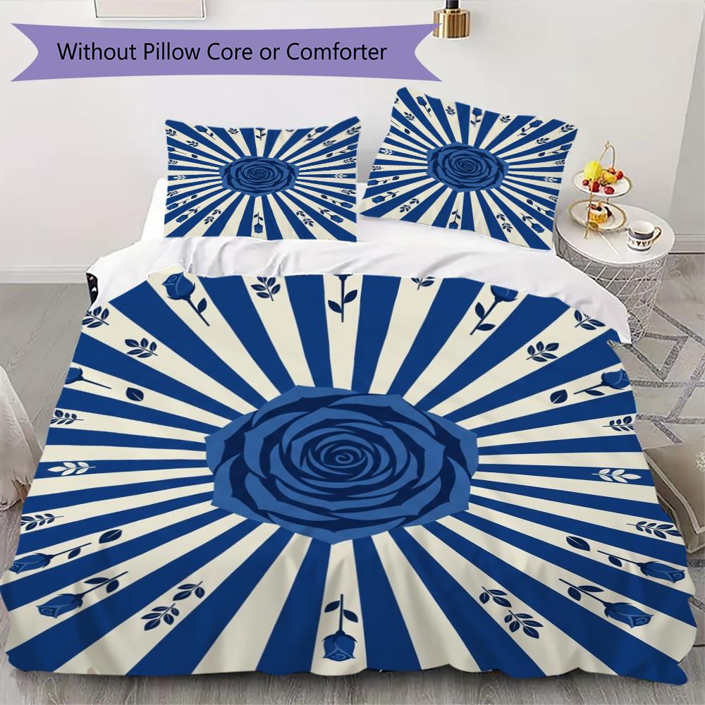Rose Pattern Bedding uilt Set uilt Cover Pillowcase Home Decoration Birthday Gift (1 * duvet cover + 2 * pillowcase without core)54