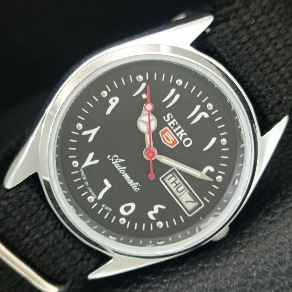 

VINTAGE SEIKO 5 AUTOMATIC 6309A JAPAN MENS REFURBISHED BLACK WATCH a442429-1