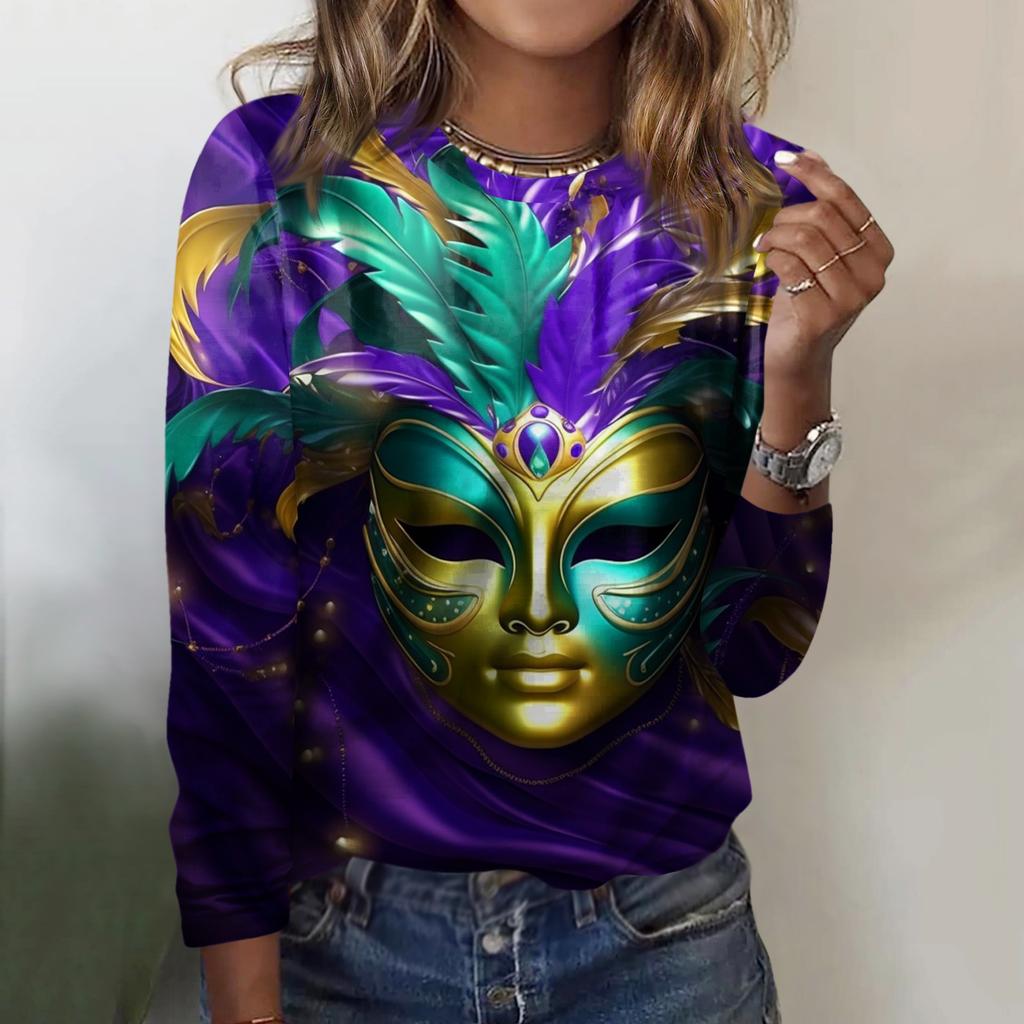 Women's Loose Comfortable Casual Fashion Round Neck Christmas Print Long Sleeve Hoodie