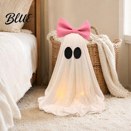 Ghost With Warm LED Lights Decoration Halloween Pink Bow Tabletop Ornament