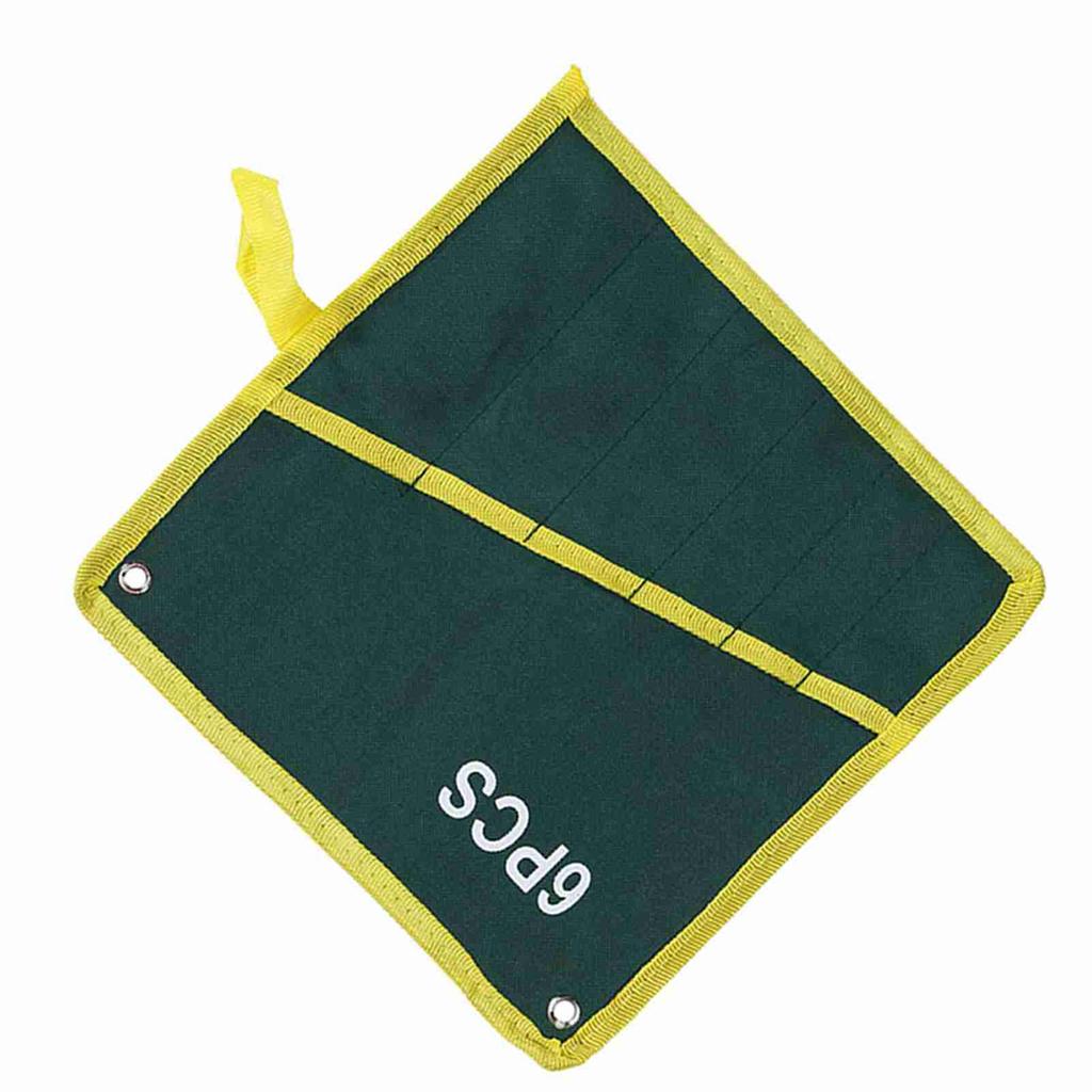 1Pc Durable Canvas 6 8 10 12 14 25 Pockets Spanner Wrench Tool Roll Up Storage Bag Green