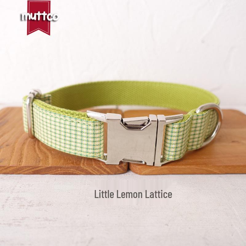 MUTTCO Light Green Checkered Zinc Alloy Collar for Pets (Small, Thickened) UDC-106 M