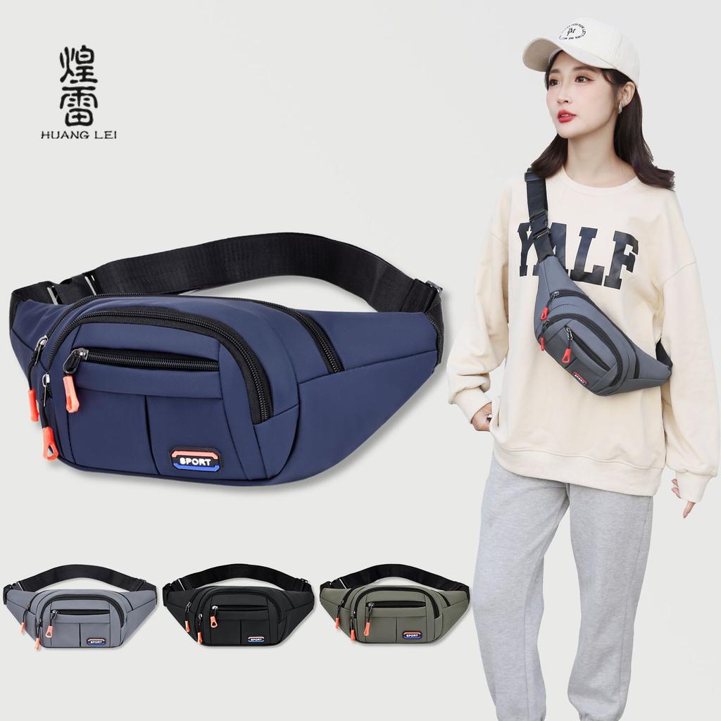 2025 new leather film waterproof fanny pack men's simple large-capacity cash register change messenger bag retro sports breast bag