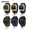 Sanda Luminous Waterproof Teen Alarm Watch - Square Electronic Sports Countdown Timer