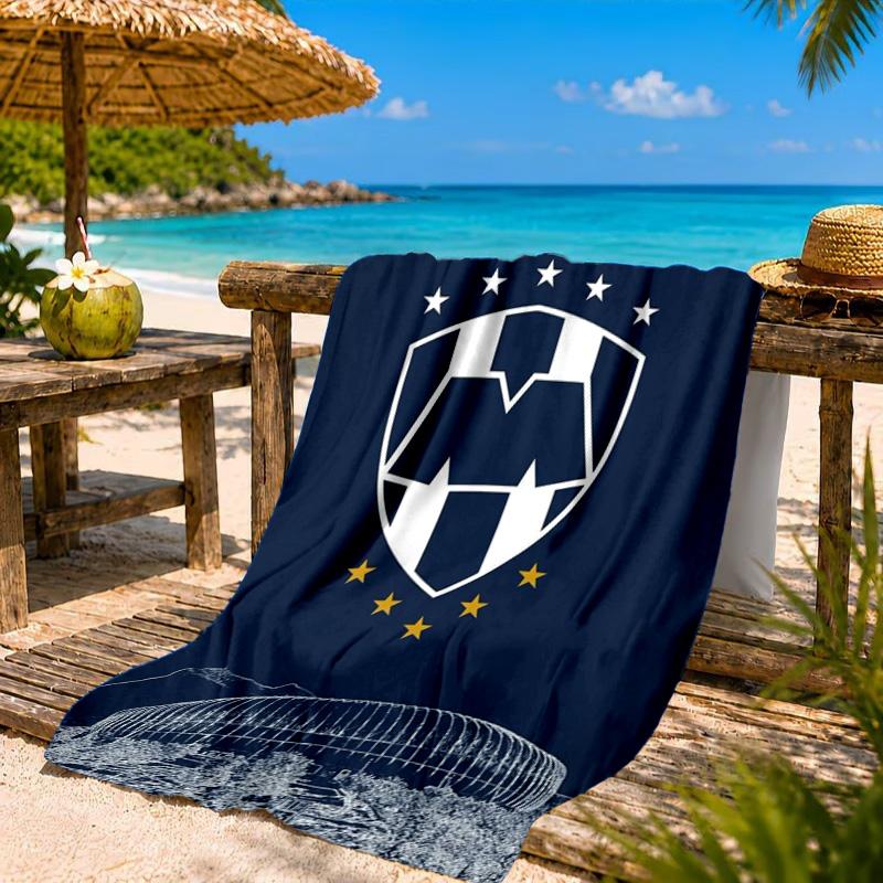 Monter-rey Football Crest Art Printed Microfiber Beach Towel, Soft And Absorbent, Quick-Dry, Ideal for Summer Travel, Beach Essential, Swimming Pool