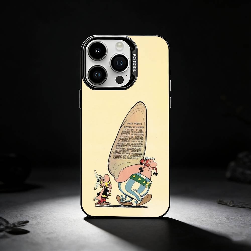 A-Asterix C-Cartoon O-Obelix Handyhülle Für iPhone 17,16,15,14,13,12,11 Plus,Pro Max,XS,Farbige silberne Handyhülle