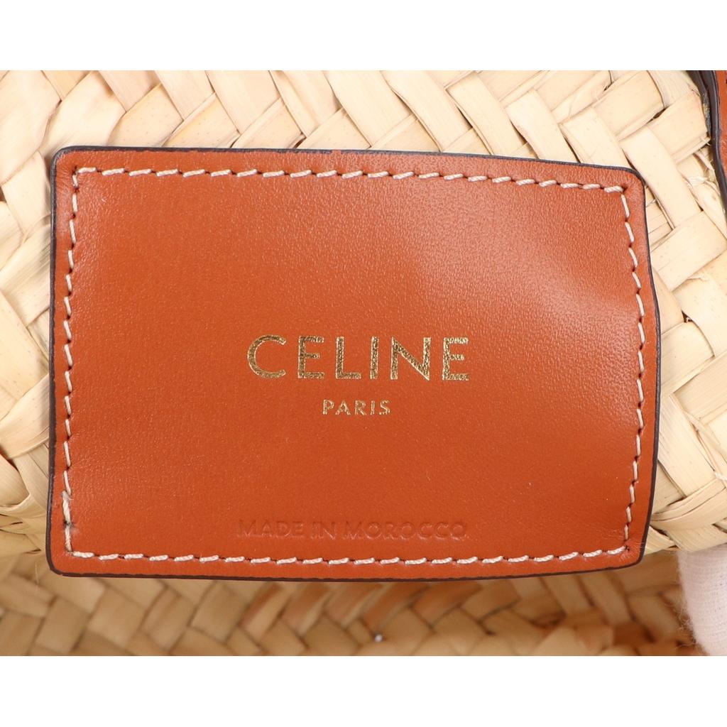 Celine Ausgezeichneter Zustand 113832CGG.04LU Teen Classic Korbtasche Raffia x Kalbsleder Triomphe Handtasche TanBenutzt