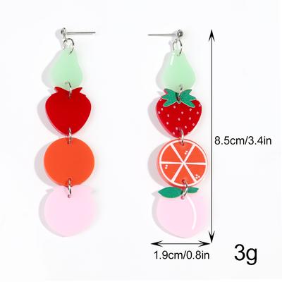 Lovely Acrylic Fruits Drop Earrings For Women Sweet Avocado Strawberry Orange Peach Dangle Earring Jewelry Accessory Gifts