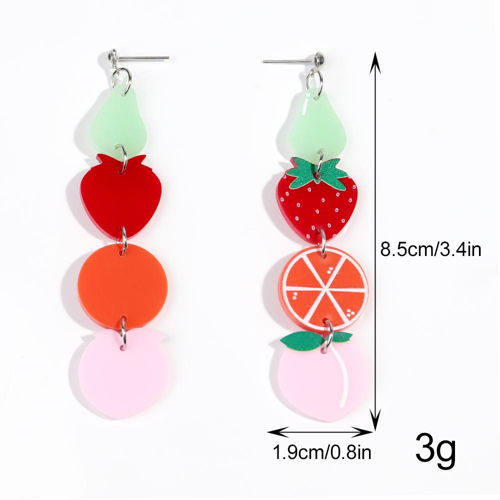 Lovely Acrylic Fruits Drop Earrings For Women Sweet Avocado Strawberry Orange Peach Dangle Earring Jewelry Accessory Gifts