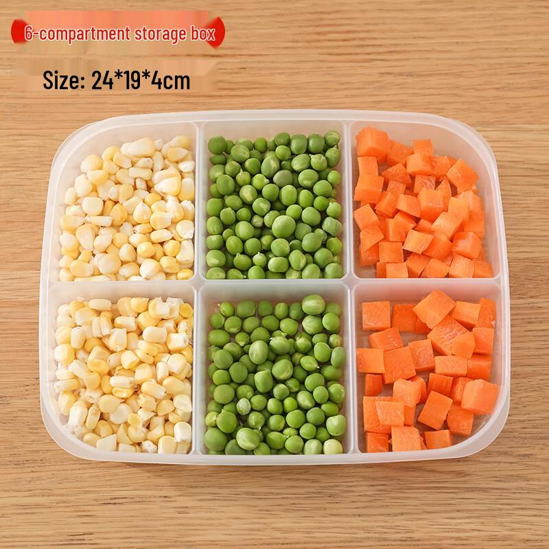 Shangqi 6-Compartment Fridge Freezer Food Storage Boxes (3-Pack)