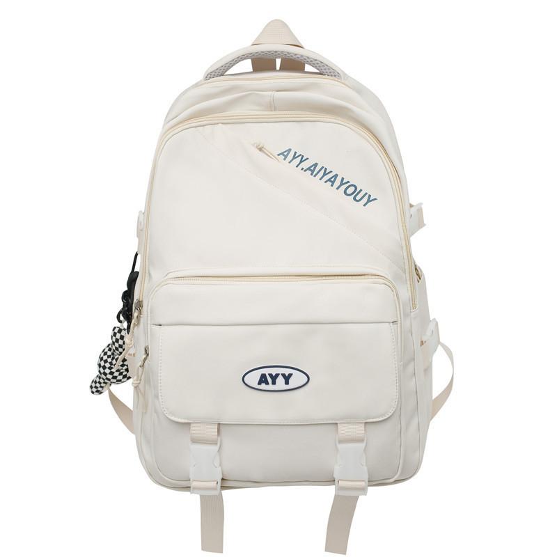 

Backpack For High School Girls With Solid Color And Letter Print Design For Daily Use белый