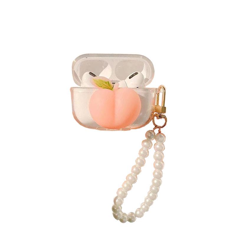 Stereo Pinch Peach Airpods 1/2 Generation Protective Case Cute Transparent Airpods Pro 3 Generation Bluetooth Headset