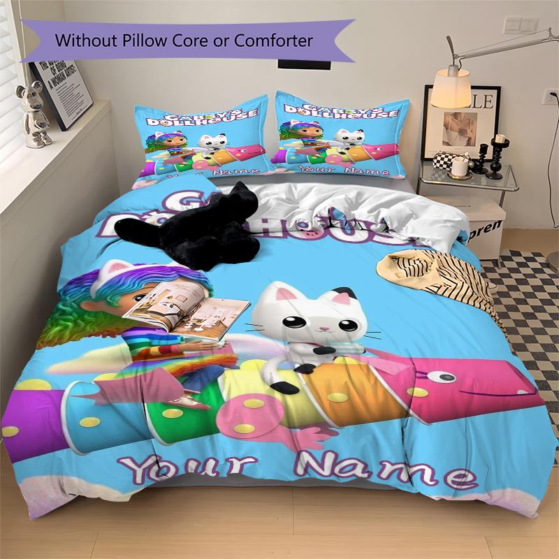 Custom Textile Dollhouse Fun Bedding 3 Piece Set HD Print Duvet Cover Pillowcases for Teens Adult Bedroom Decoration