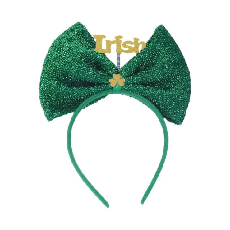 Festival Bowknot Headband with Shamrock Embellishments Hair Decoration for Patrick's Day and Other Festival Event