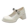 Retro thick heel Mary Jane shoes women's 2025 spring and summer light mouth word with French high heel single shoes round head small leather shoes wo