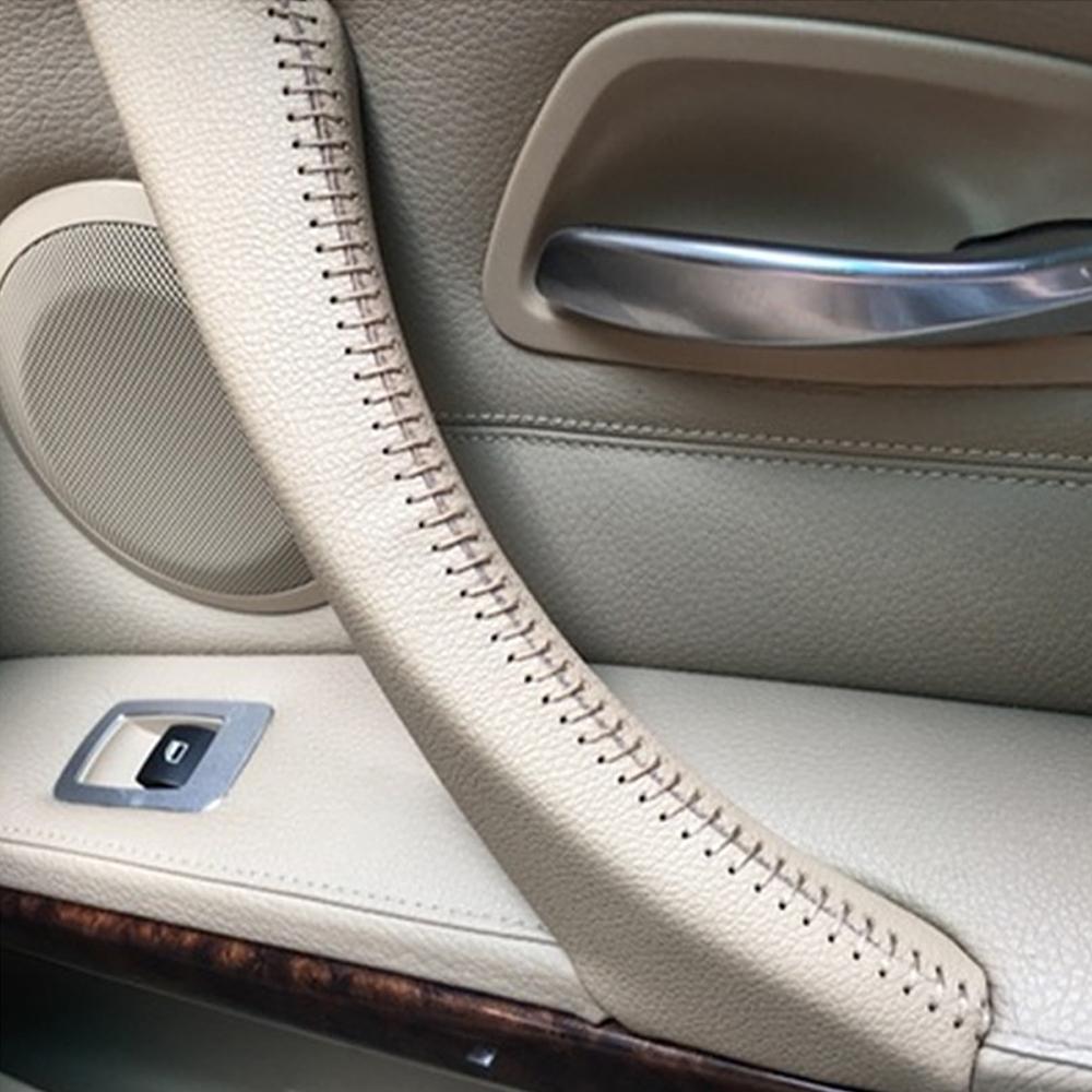 Δερμάτινη Δεξιά / Αριστερή Λαβή Πάνελ Πόρτας Κάλυμμα Λαβής Εσωτερικό Τραβηχτό Κάλυμμα Διακόσμησης Για BMW Σειρά 3 E90 E91 E93 2005-12 Ανταλλακτικό Εσωτερικού Αυτοκινήτου