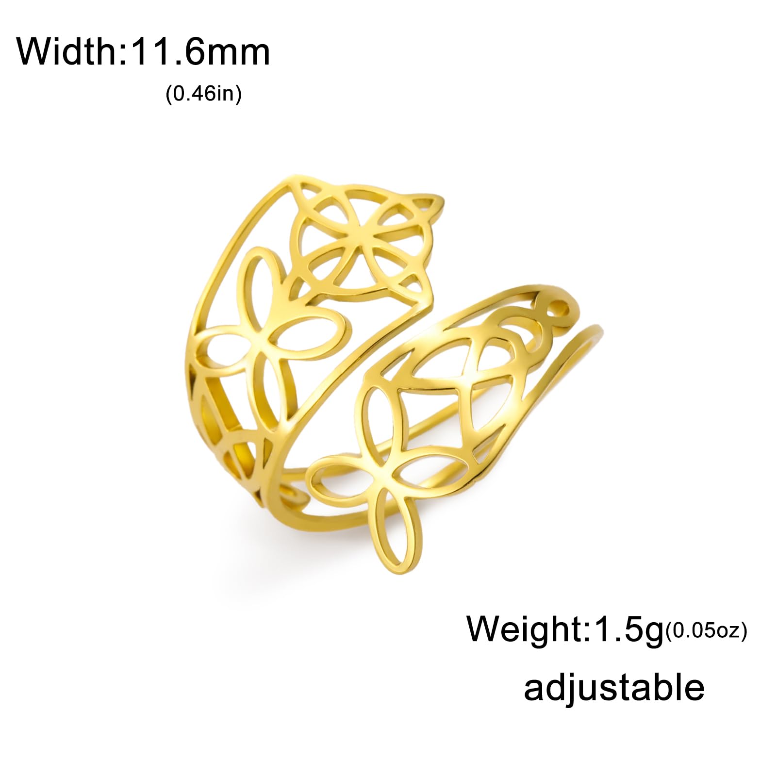 Dreamtimes Witch Knot Ring for Women Witches Knot Jewelry Irish Jewelry Irish Wiccan Stainless Steel Adjustable Thumb Open Ring золотой