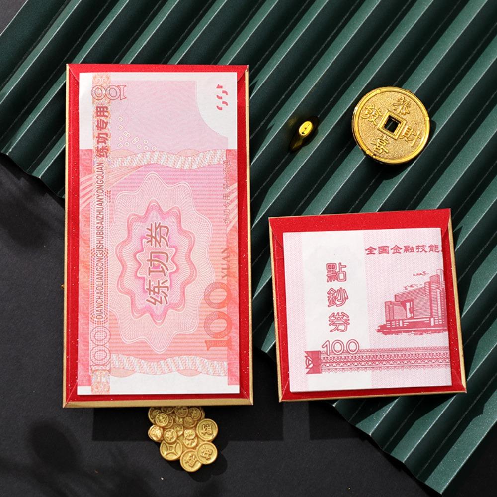 6Pcs Square Rectangle Chinese New Year Red Envelope Shining Lucky Money Bag  2024 Year of Dragon