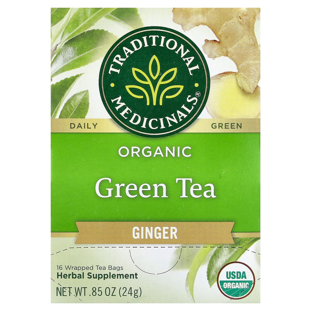 iHerb Traditional Medicinals Green Tea Ginger Packaged Tea Bags, 16 Count, 24g (0.85oz)