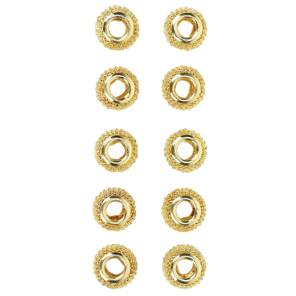 10pcs Beard Beads Metal Hollow Quick Hair Beard Dreadlocks for Hair Braids ExtensionsGold