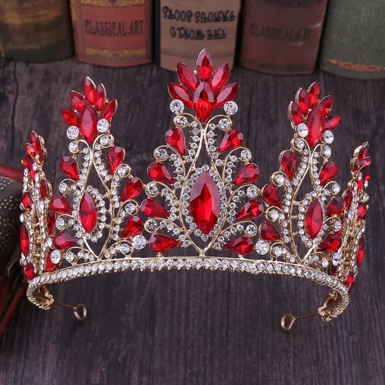 Barock Rosegold Farbe Kristall Braut Diademe Kronen Große Strass Diadem Schleier Diadem Braut Kopfschmuck Hochzeits Haarschmuck