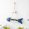 7 Inch Fish Skeleton Welcome Sign Mediterranean Beach Themed Wooden Fishbone Wall Art Vintage Hanging Fish Ornament for Home Bathroom Office Decor
