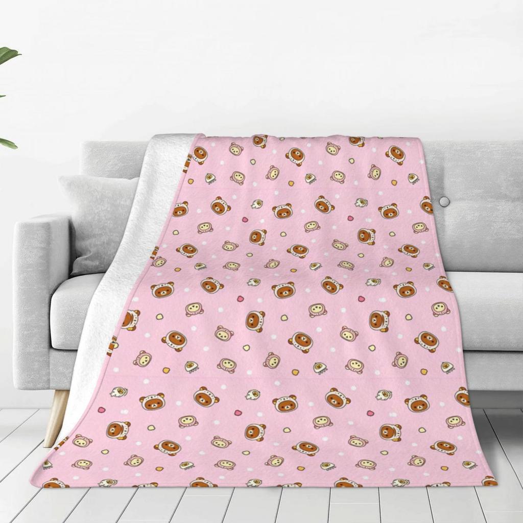 Cartoon Rilakkuma Anime Girls Blanket Super Soft Novelty Plush Throw Blanket For Home Decor Travel Flannel Bedspread Bed Cover