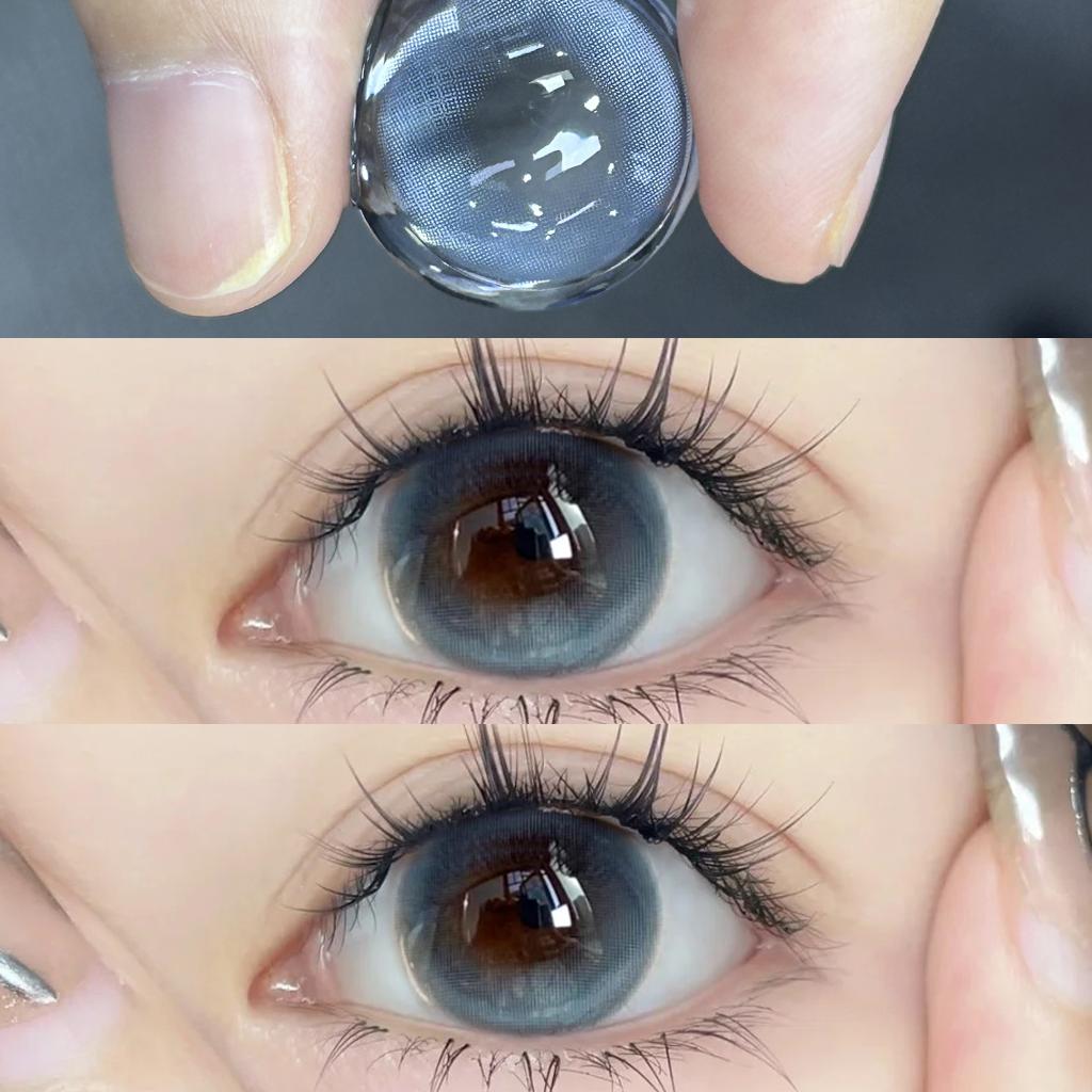 Mill Creek 2pcs Contact Lenses with Grade Rimless 14.5MM Big Eyes Summer Series Blue Contact Lenses Student Ladies Eye Make Up