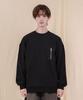 Ellamo French Terry Zipper Pocket Oversized Sweatshirt [Black]