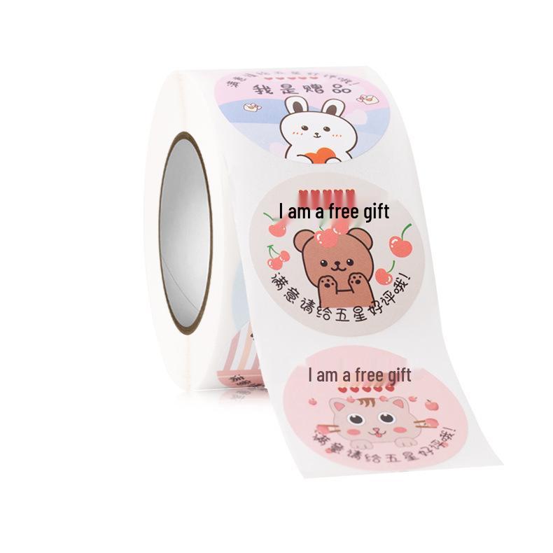 38mm Large Decorative Five-Star Round Sticker Roll - Colorful Self-Adhesive Promotional Gift Item.