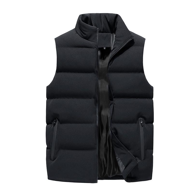 Men's Cotton-Padded Stand Collar Vest - Autumn/Winter Casual Sleeveless Outerwear