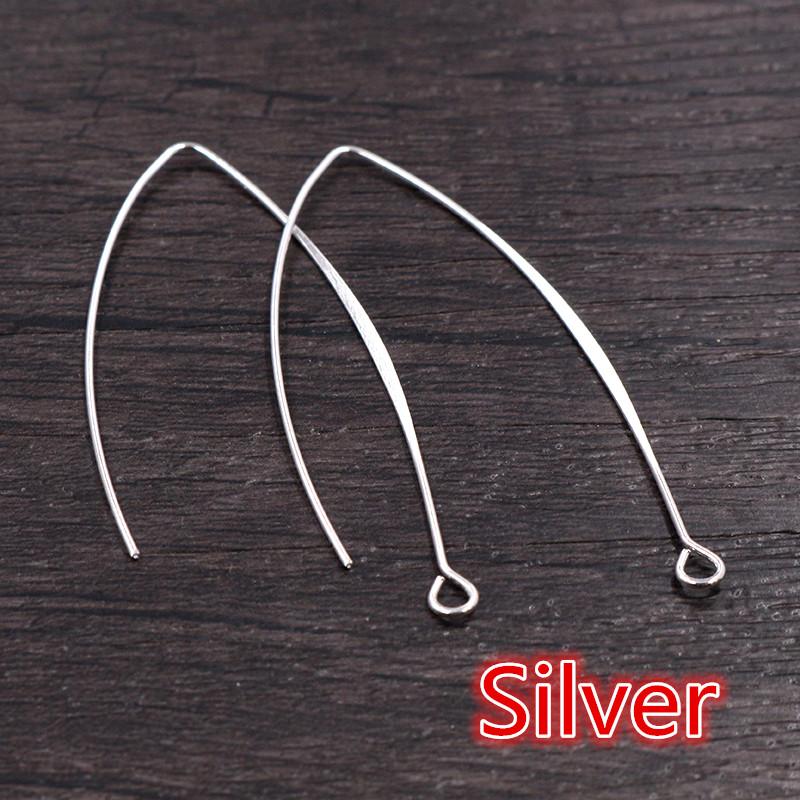 20pcs Gold Rhodium Copper 28 55mm French V-shaped Earring Hooks Findings Ear Hook Wire Settings Base Settings For Jewelry Making