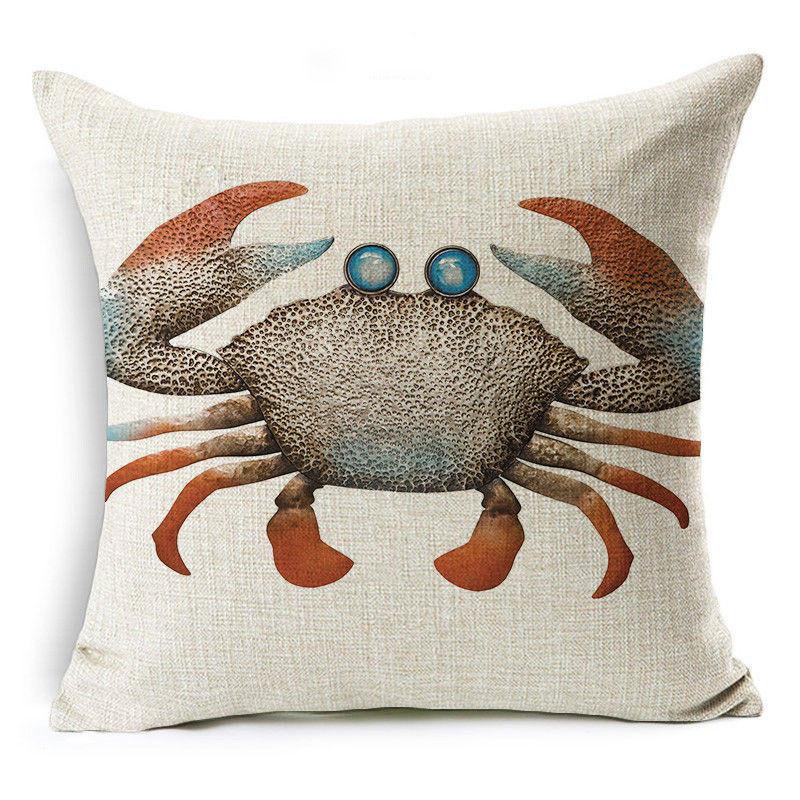 Exquisite 18" Blue Sea Animal Cotton Linen Cushion Cover For Stylish Living Spaces