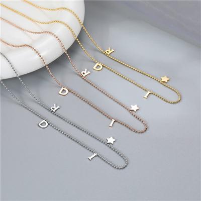 Titanium Steel Necklace Does Not Return Color New Letters Star Pendant Round Bead Necklace