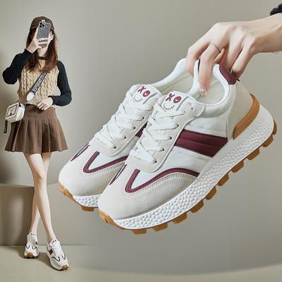 Women's Lightweight Running Shoes Fashion Anti-slip Lace-Up Faux Leather Sneakers Casual Walking Tennis Athletic Workout Gym Jogging Shoes for Women
