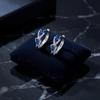 Elegant Copper Hoop Earrings For Women Blue Teardrop Cubic Zirconia Inlaid Delicate Fashion Jewelry