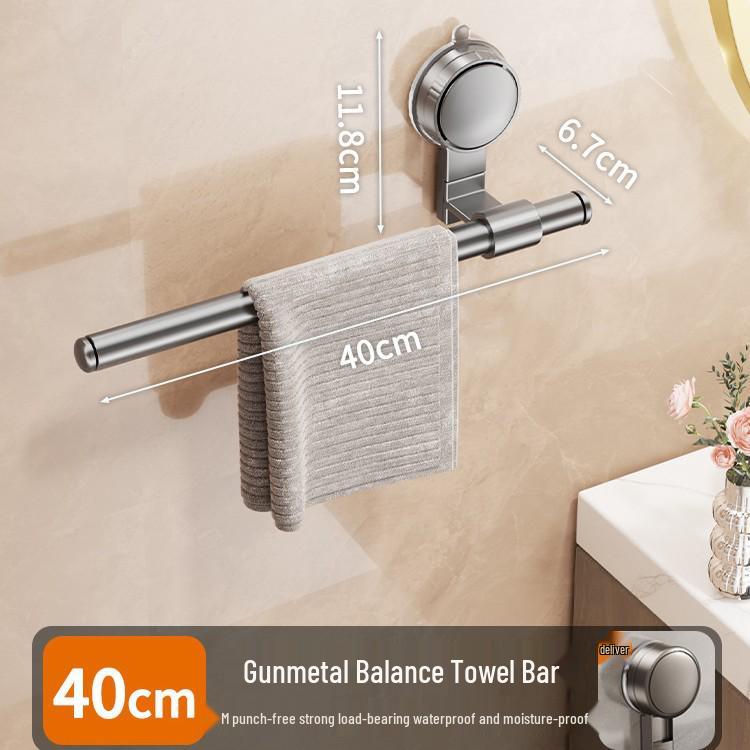 No-Drill Bathroom Towel Rack with Suction Cup - Towel Bar & Storage Shelf