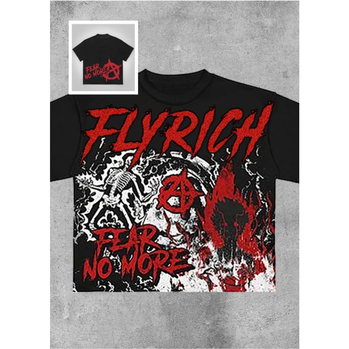 

American New Neutral Fly Rich Graphic print T-shirt men women streetwear Y2K harajuku fashion oversized top Summer new tee streetwear Short-sleeved XXXL