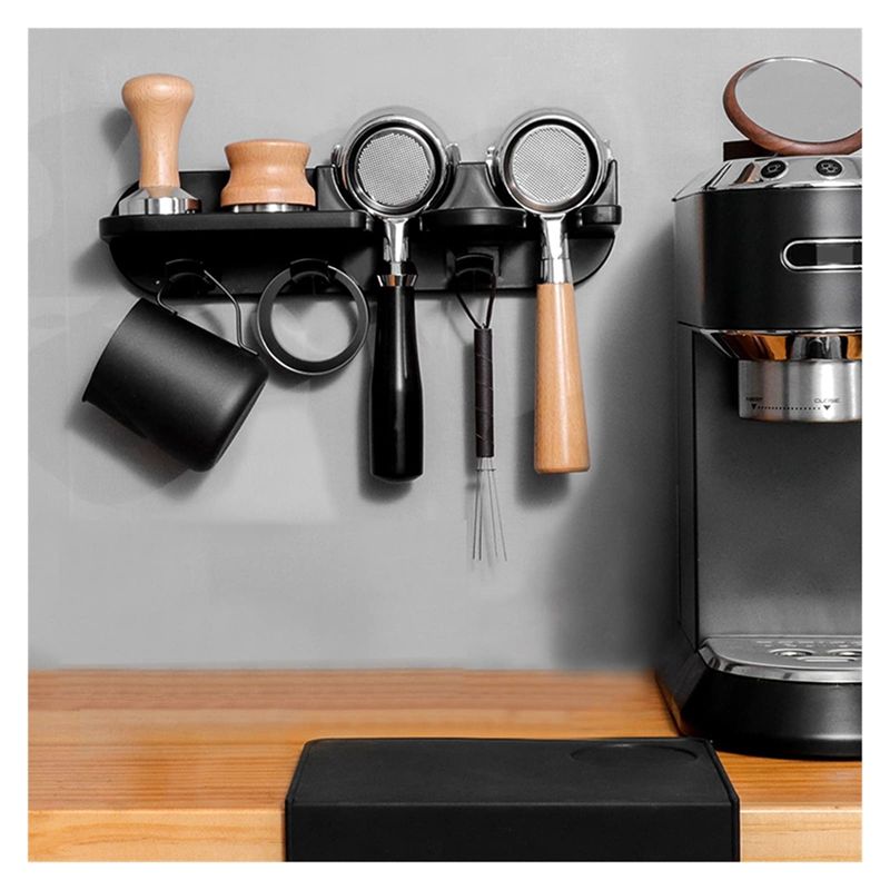 AEE4-51Mm Coffee Set Portafilter Storage Wall Rack Self-Adhesive Wall Mount Espresso Coffee Filter Holder Easy Install Easy To U