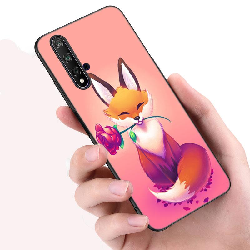 Cute Animal Fox Case For Huawei Honor 10X Lite 7A 8A 9X 20 Pro 7S 8C 8S 8X 9A 9C 10i 20i 30i 20E 20S 8 10 Lite Black Cover
