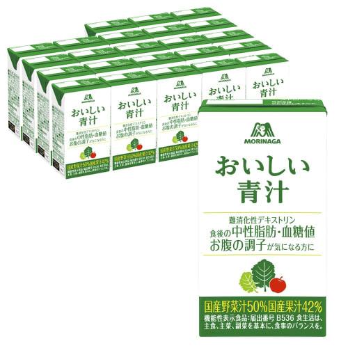 Morinaga & Co. Oishii Aojiru (Delicious Green Juice) 125ml (24 Bottles) Made with Japanese Vegetables and Fruits, Functional Food (Aojiru, 24)