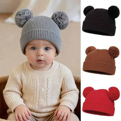 Toddler Baby Winter Autumn Knitted Hat Solid Color Cute Cap